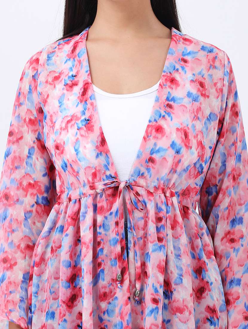 women floral printed long sleeve shrug - 21978593 - Standard Image - 2