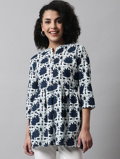 women three quarter sleeve flared kurti - 21978608 -  Standard Image - 0