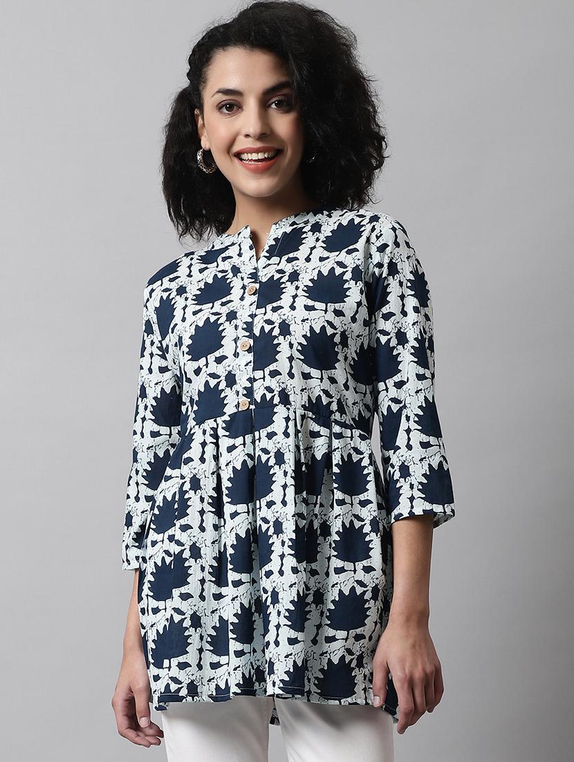 women three quarter sleeve flared kurti - 21978608 -  Zoom Image - 0
