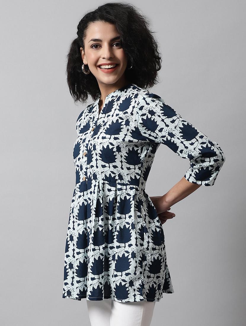 women three quarter sleeve flared kurti - 21978608 - Standard Image - 2