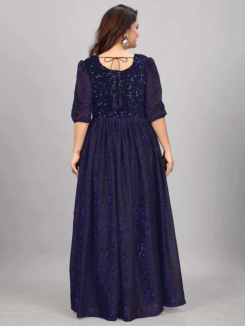 women floral sequenced work semi stitched flared gown - 21978614 -  Standard Image - 2