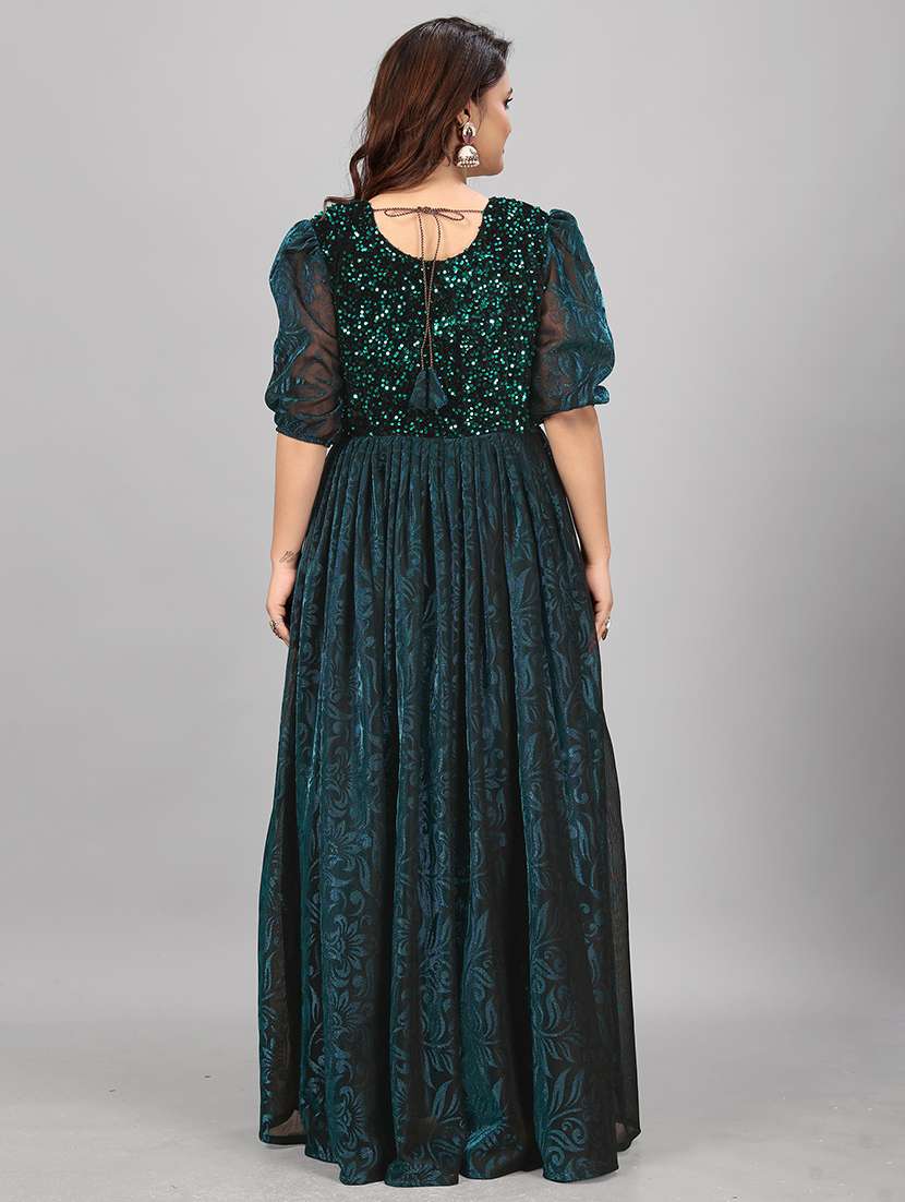 women floral sequenced work semi stitched flared gown - 21978615 -  Standard Image - 2