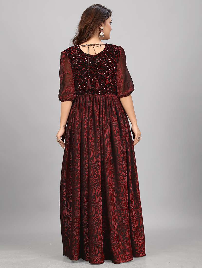 women floral sequenced work semi stitched flared gown - 21978616 -  Standard Image - 2