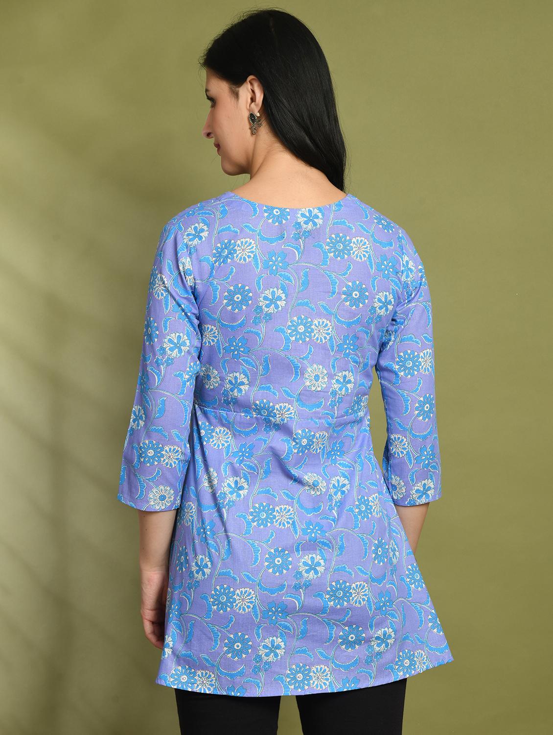 women printed three quarter sleeve angrakha kurti - 21978644 - Standard Image - 2