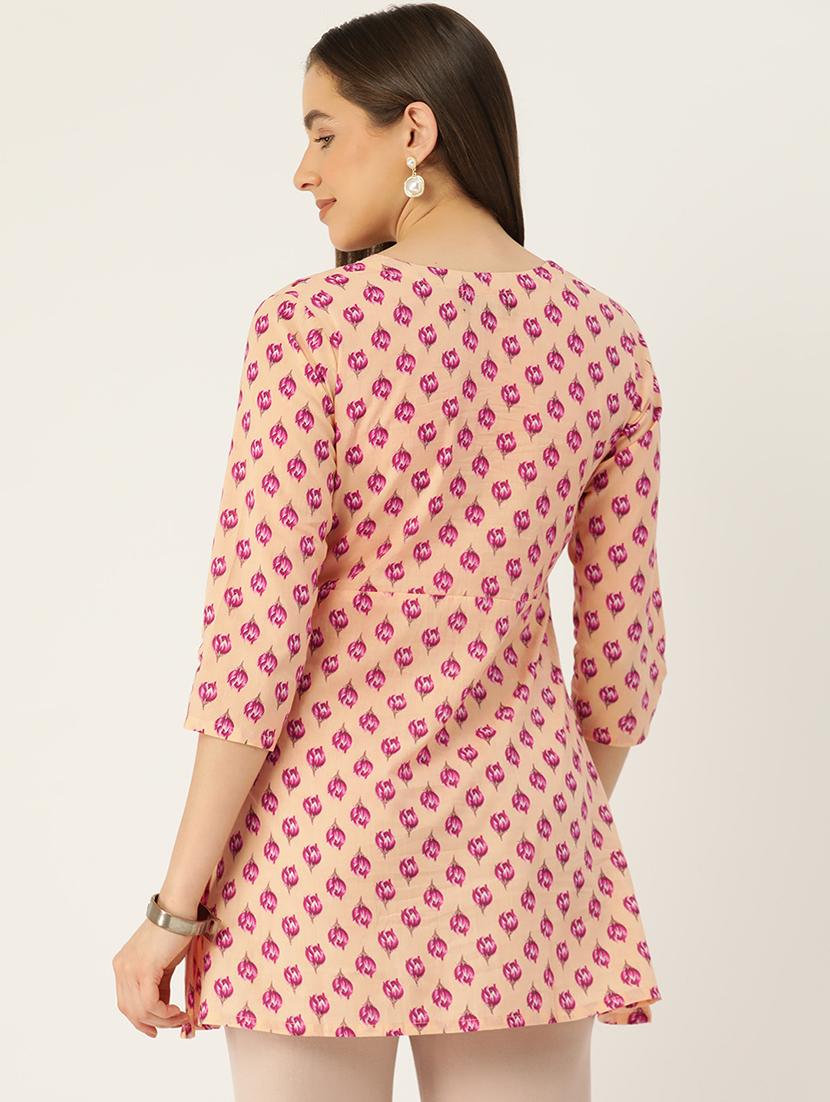 women printed three quarter sleeve angrakha kurti - 21978654 - Standard Image - 2