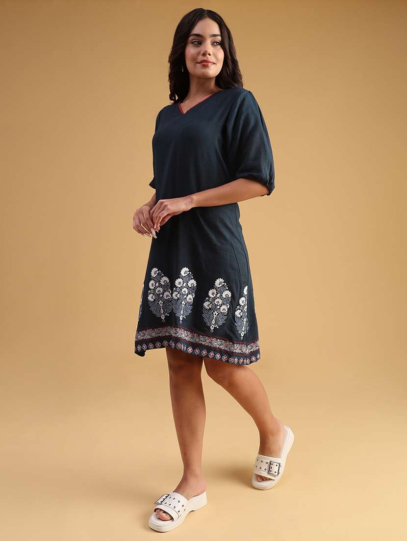 women printed puff sleeve a-line dress - 21978897 -  Standard Image - 2