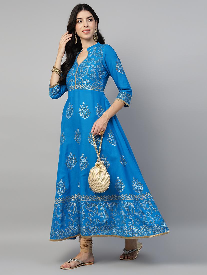 women printed three quarter sleeve a-line kurta - 21979007 - Zoom Image - 0