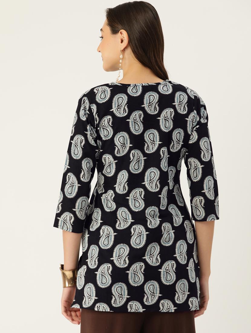 women printed three quarter sleeve straight kurti - 21979025 - Standard Image - 2