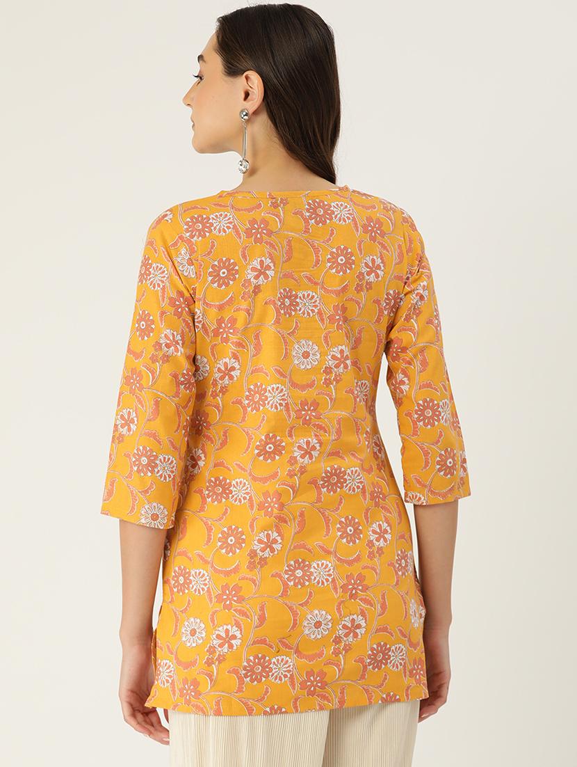 women printed three quarter sleeve straight kurti - 21979027 - Standard Image - 2