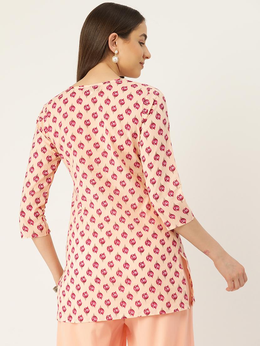 women printed three quarter sleeve straight kurti - 21979028 - Standard Image - 2