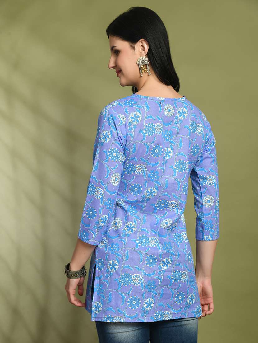 women printed three quarter sleeve straight kurti - 21979034 -  Standard Image - 2