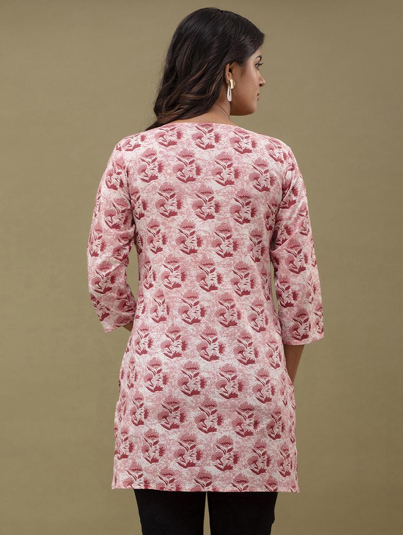women printed three quarter sleeve straight kurti - 21979039 - Standard Image - 2