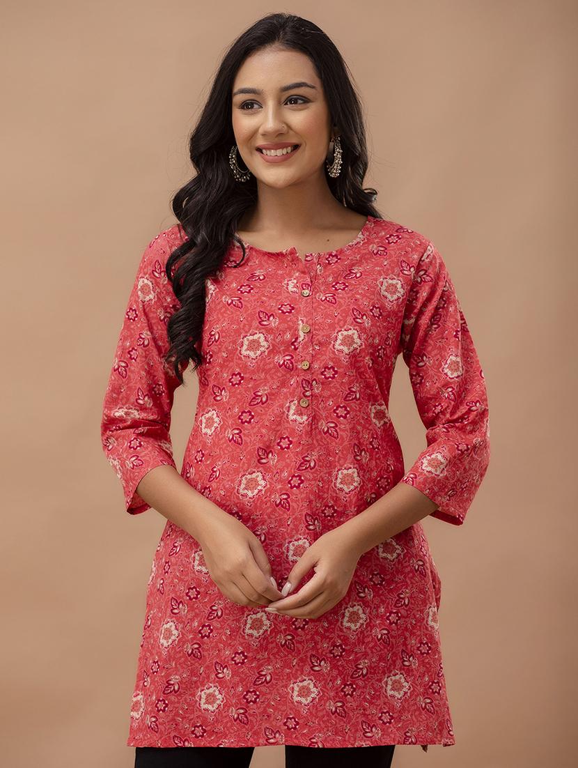 women printed three quarter sleeve straight kurti - 21979040 - Zoom Image - 0