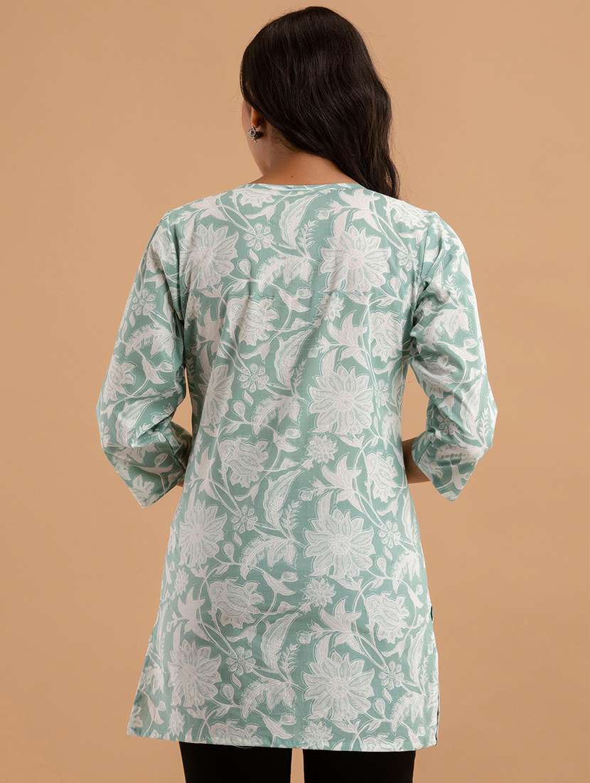 women printed three quarter sleeve straight kurti - 21979044 -  Standard Image - 2