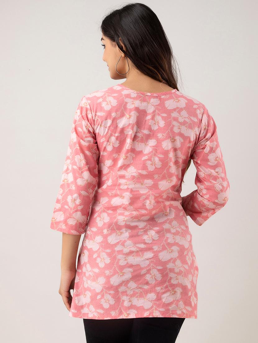 women printed three quarter sleeve straight kurti - 21979047 - Standard Image - 2