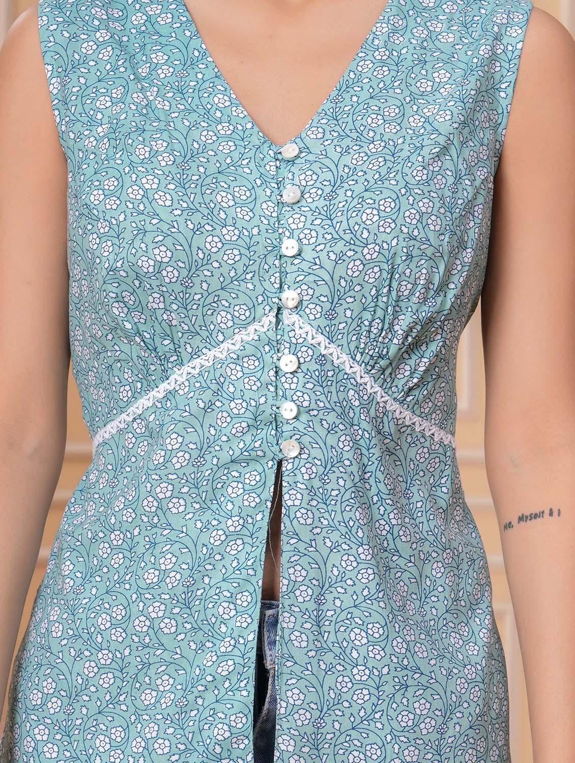women floral sleeveless a line ethnic top - 21979217 - Standard Image - 2