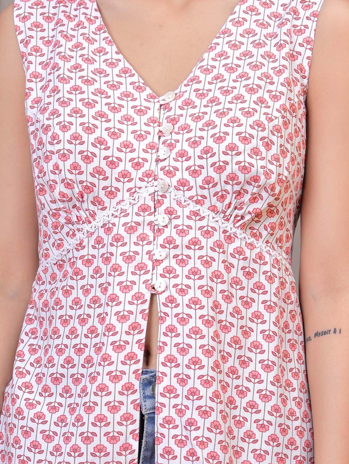 women floral sleeveless a line ethnic top - 21979219 - Standard Image - 2
