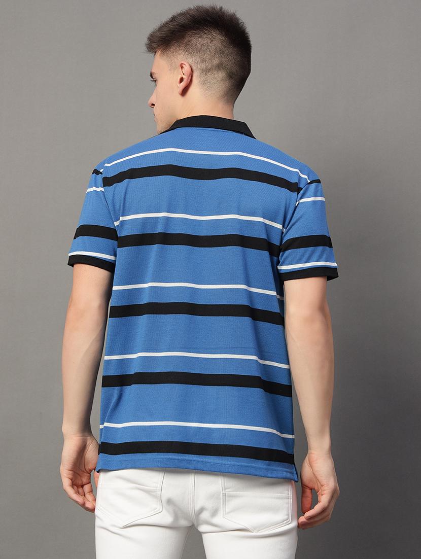 striped blue cotton blend polo t-shirt - 21979250 - Standard Image - 2
