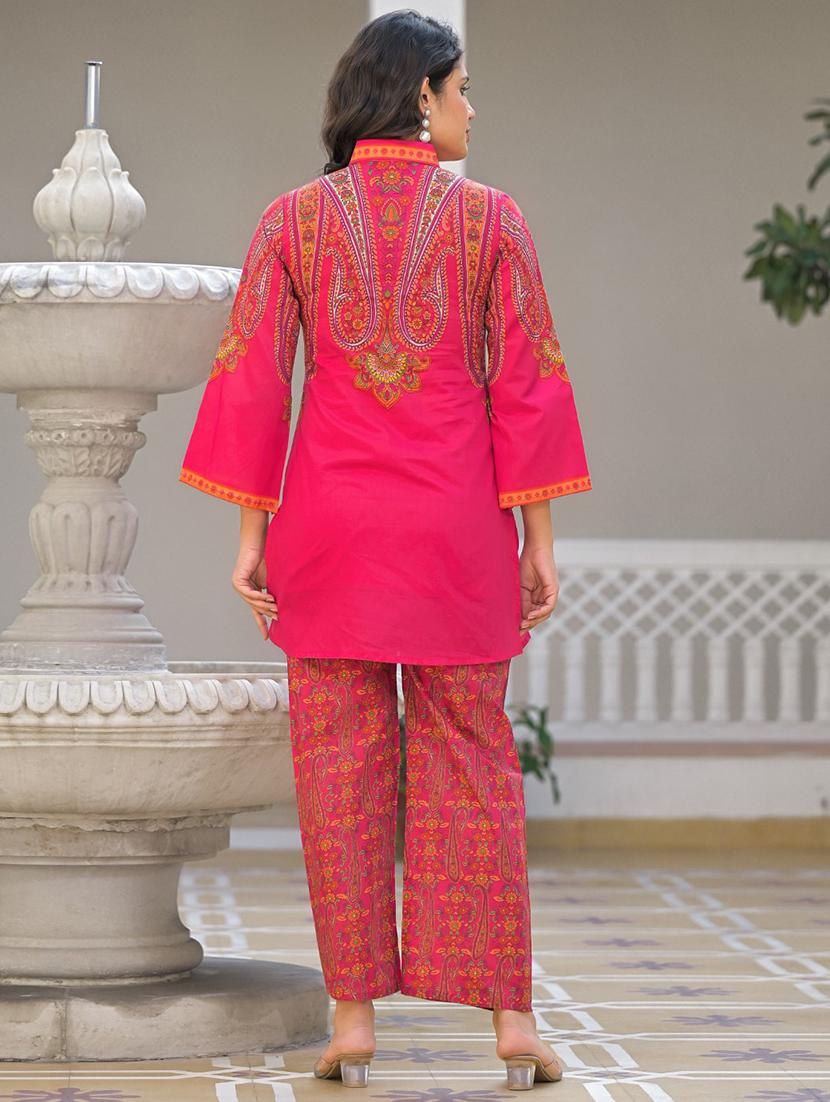 women printed three quarter sleeve ethnic co-ord set - 21979252 - Standard Image - 2