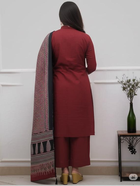 women three quarter sleeve kurta pant with dupatta set - 21979267 - Standard Image - 2