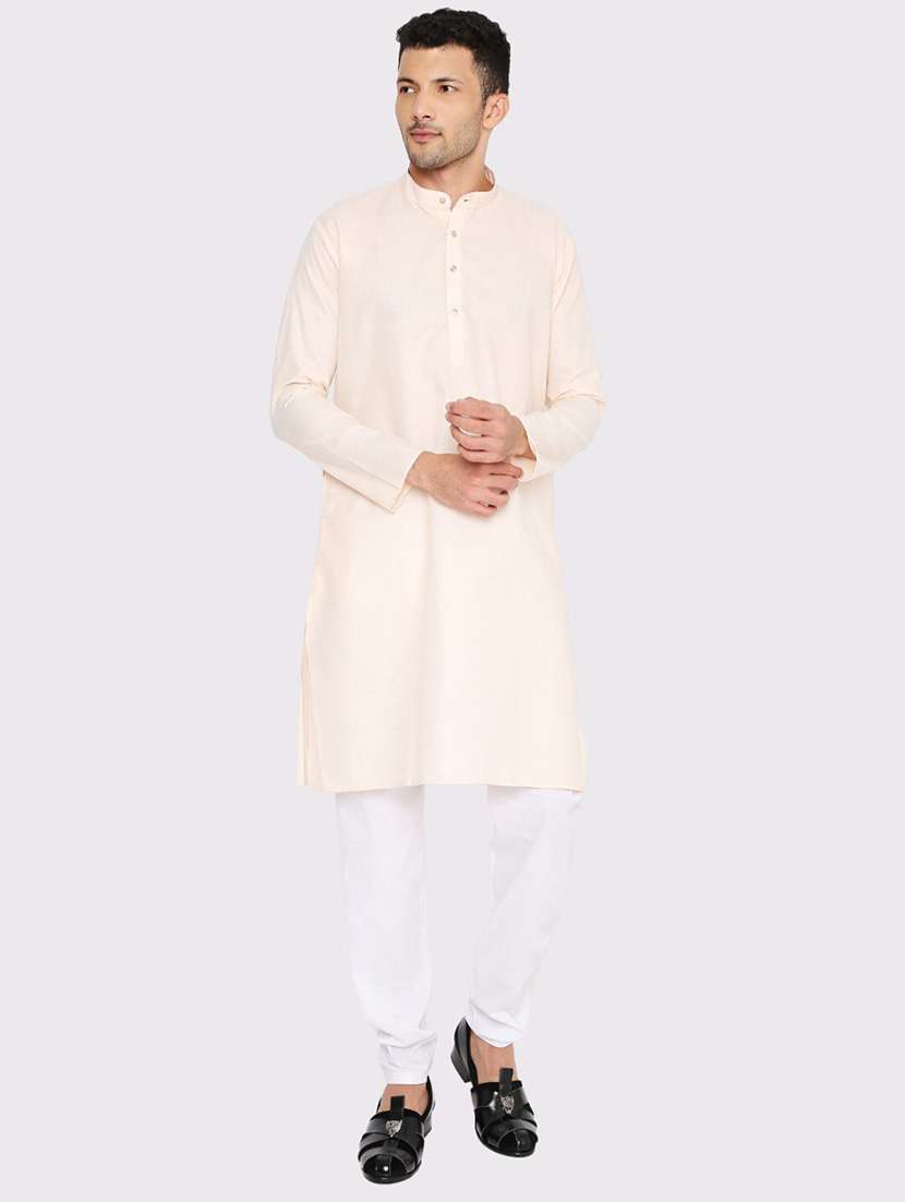men solid mandarin neck long kurta