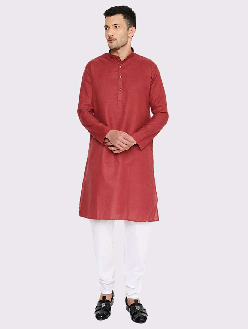 men solid mandarin neck long kurta - 21979285 -  Zoom Image - 0