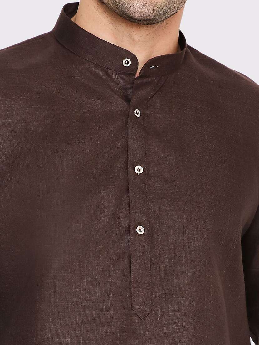 men solid mandarin neck long kurta - 21979286 - Standard Image - 2