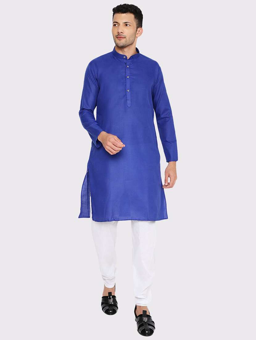 men solid mandarin neck long kurta