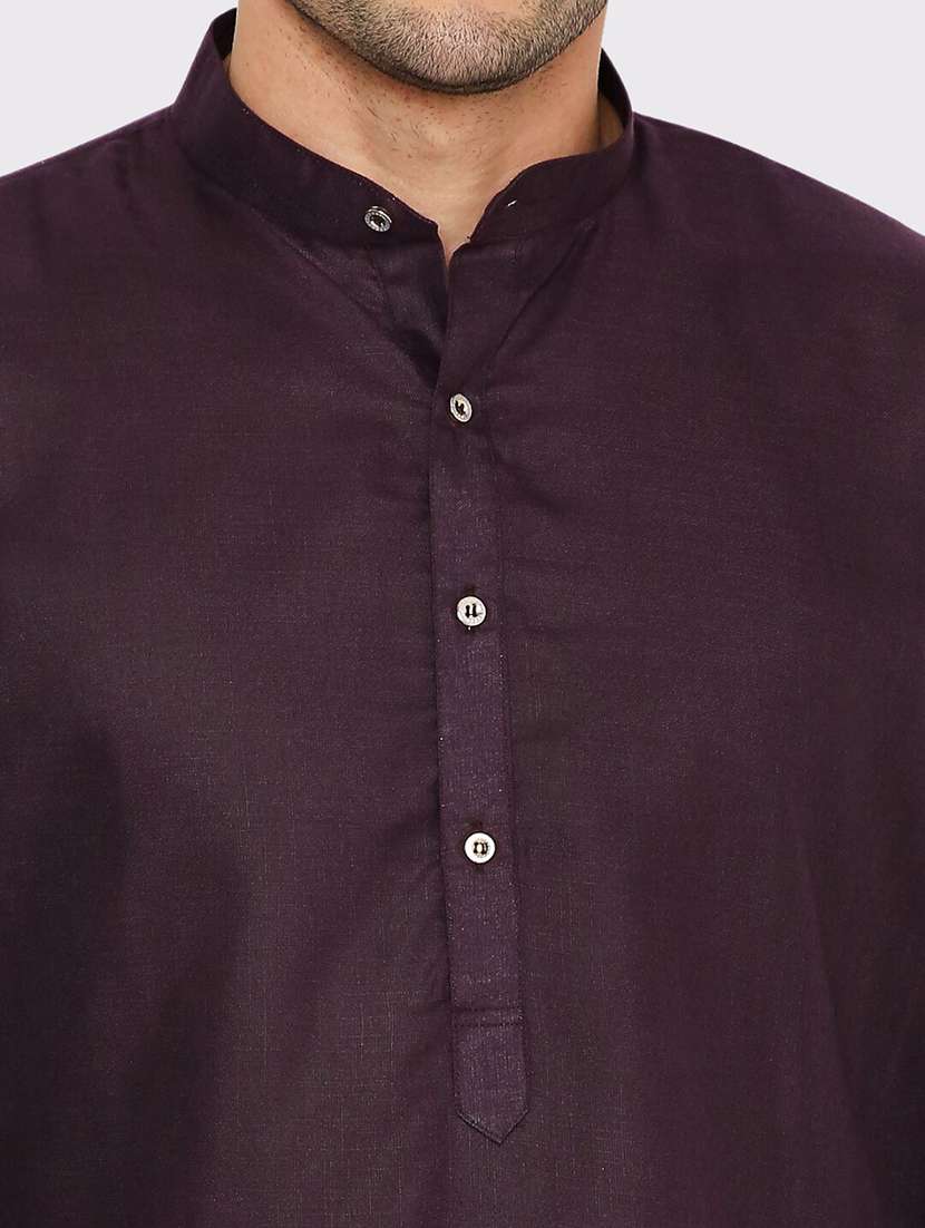 men solid mandarin neck long kurta - 21979290 - Standard Image - 2