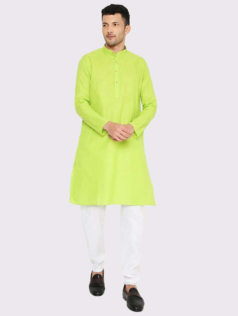 men solid mandarin neck long kurta