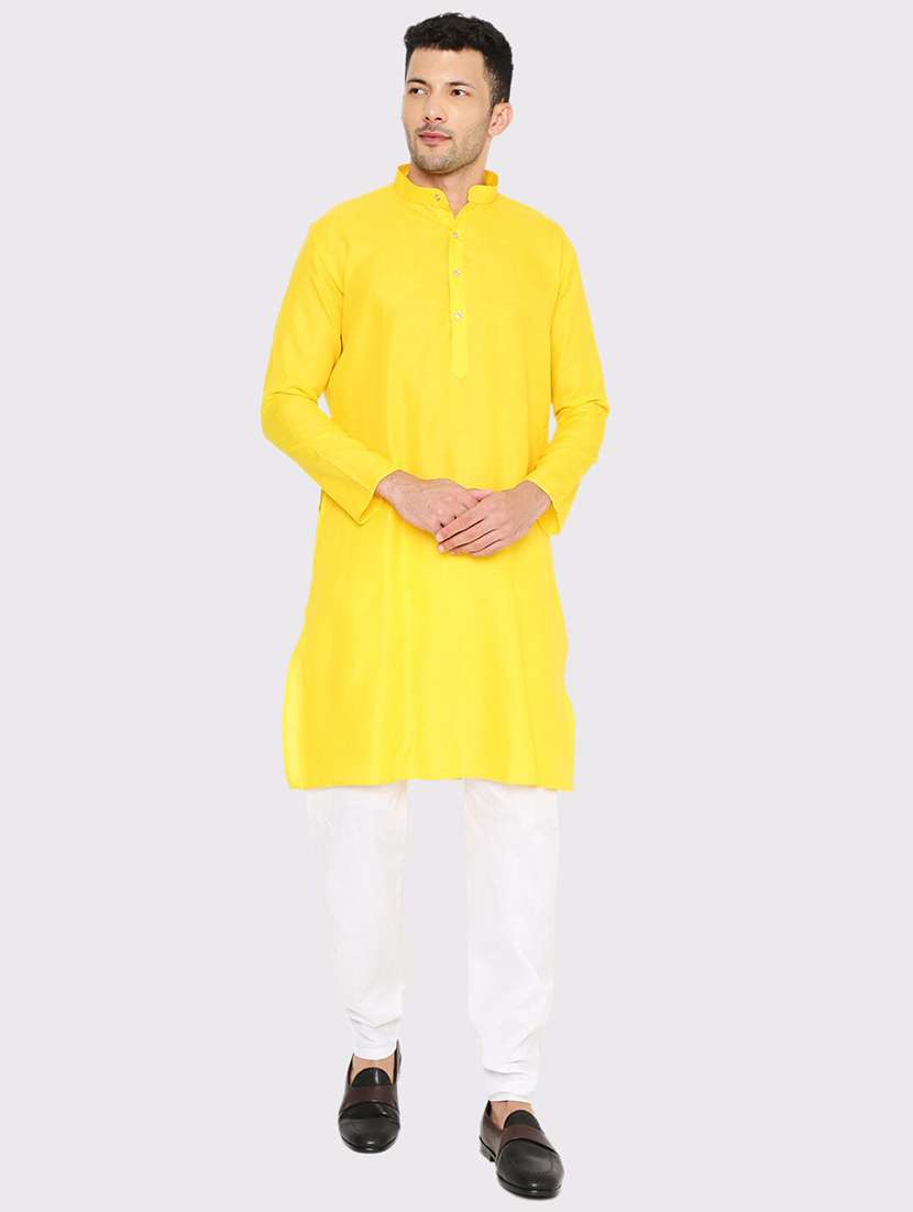 men solid mandarin neck long kurta