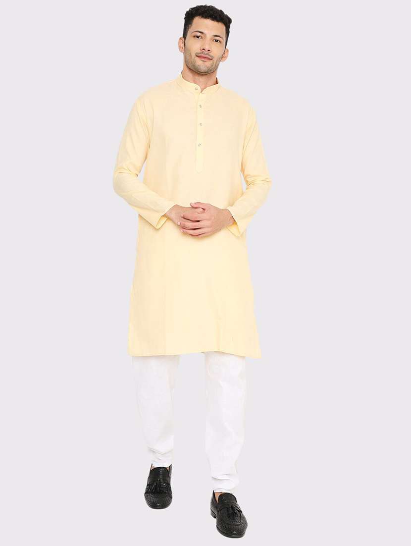 men solid mandarin neck long kurta