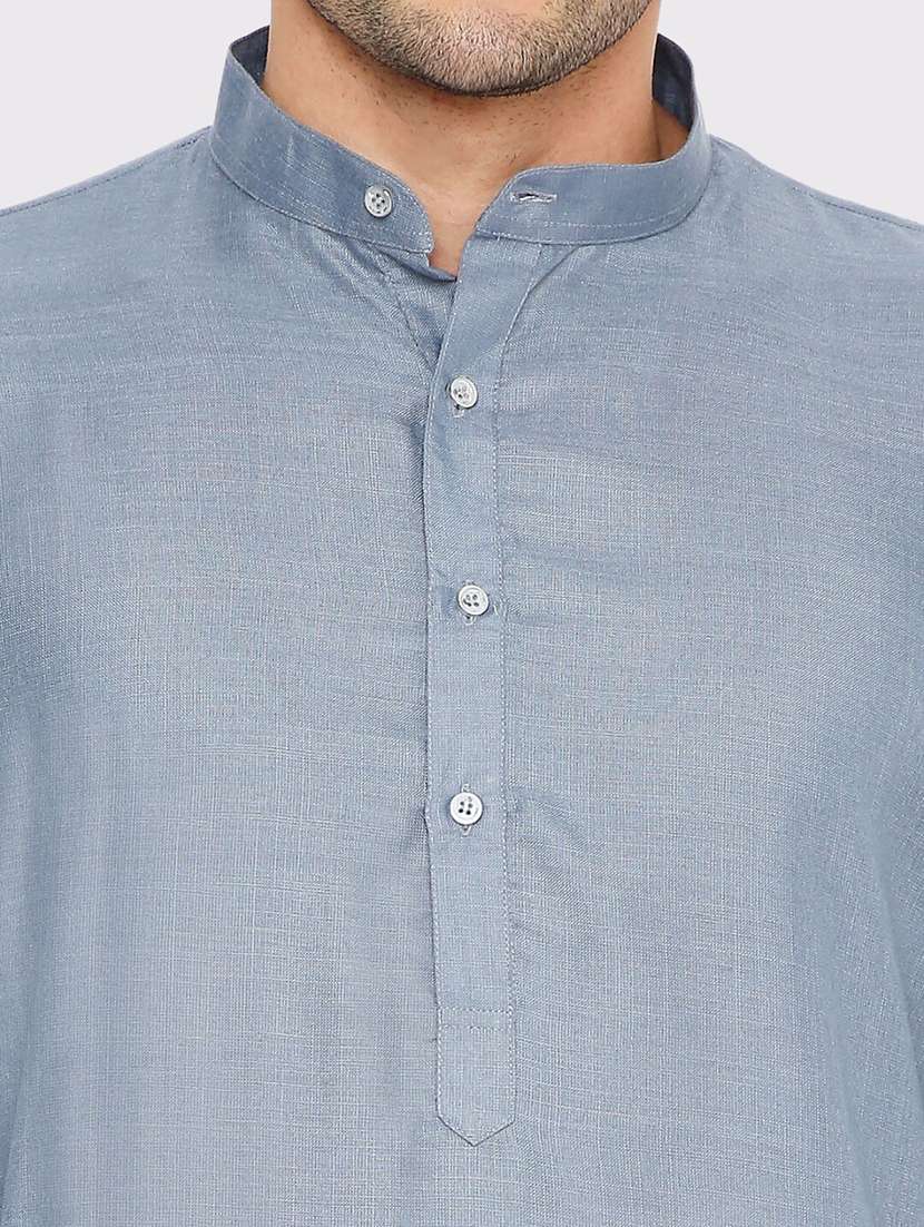 men solid mandarin neck long kurta - 21979302 -  Standard Image - 2