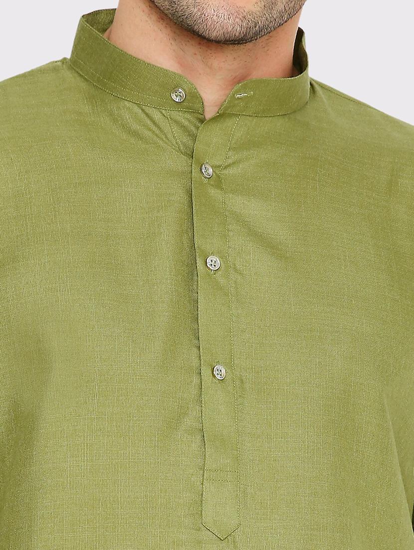 men solid mandarin neck long kurta - 21979303 - Standard Image - 2
