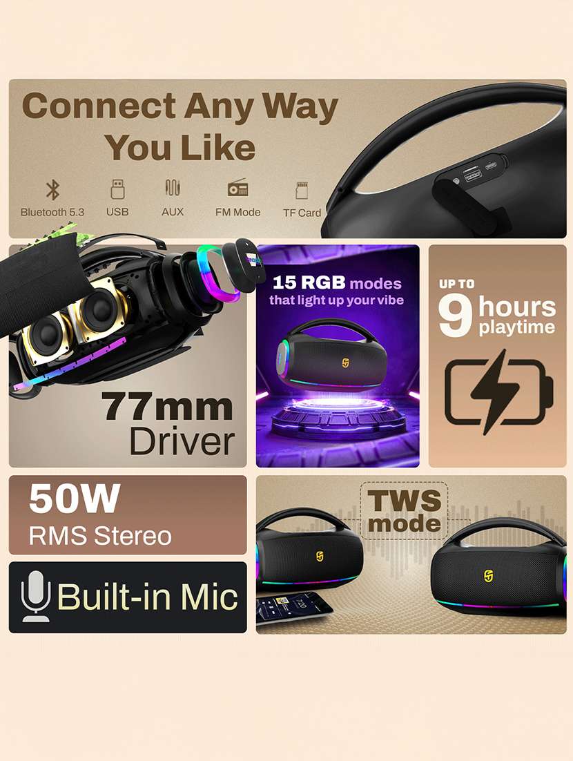 snapup groove z pro portable bluetooth speaker (raging black) - 21979314 -  Standard Image - 2