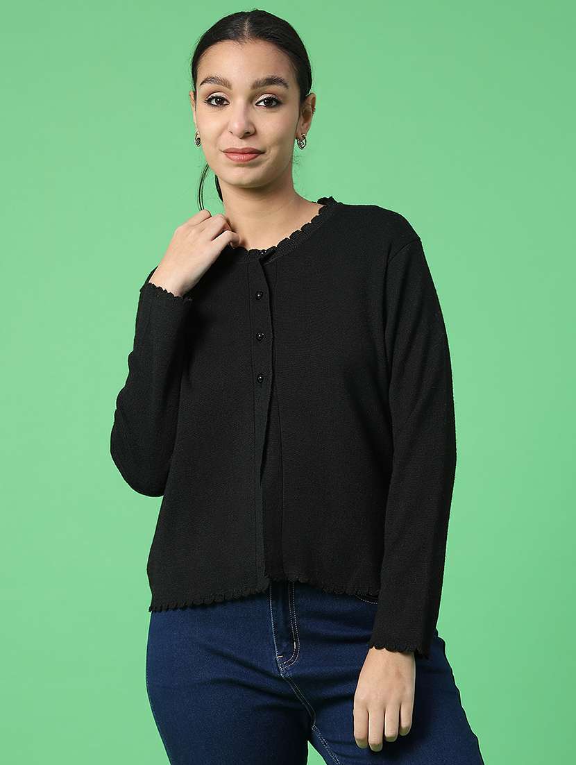 women solid long sleeve cardigan - 21979403 -  Standard Image - 2