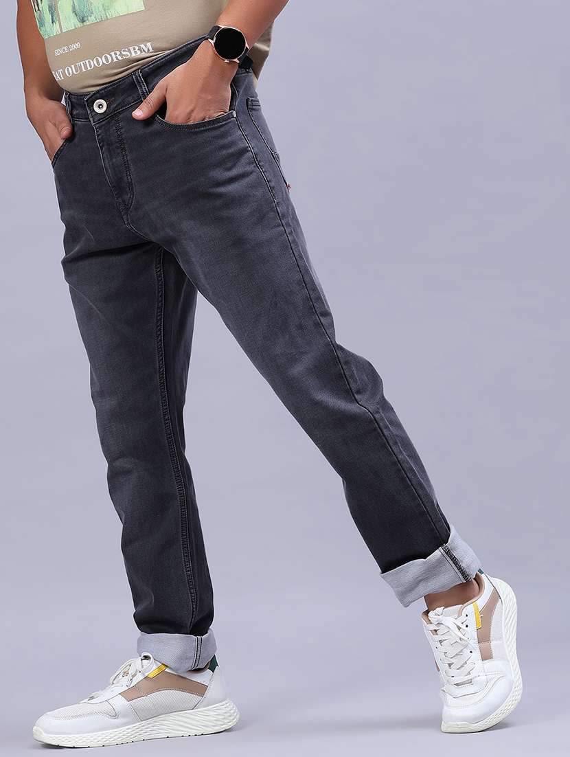 men solid mid rise tapered fit jeans - 21979457 -  Standard Image - 2