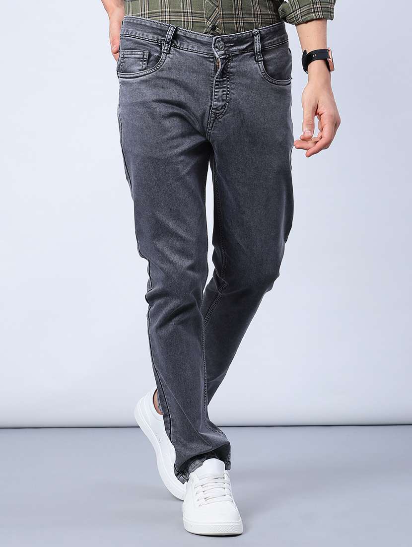 men plain mid rise full length tapered jeans - 21979469 -  Standard Image - 2