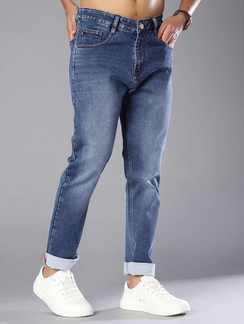 men washed mid rise full length tapered jeans - 21979495 -  Standard Image - 2