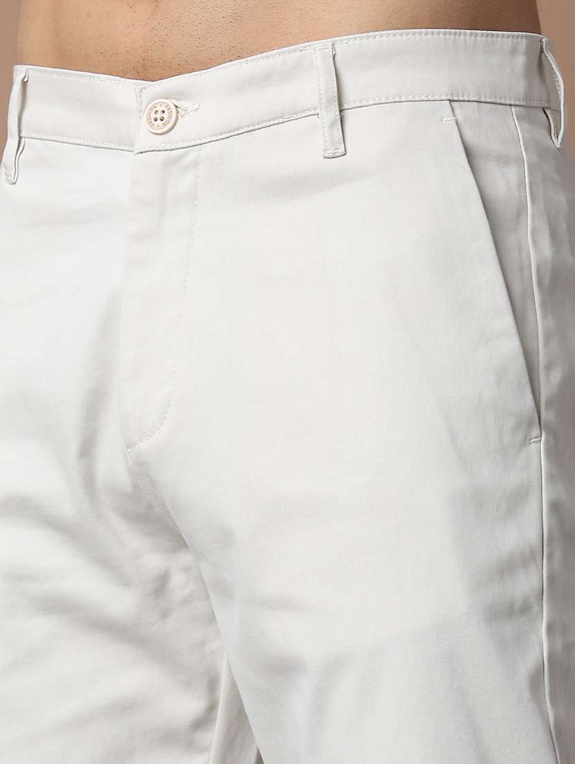 men solid mid rise flat front casual trouser - 21979583 -  Standard Image - 2