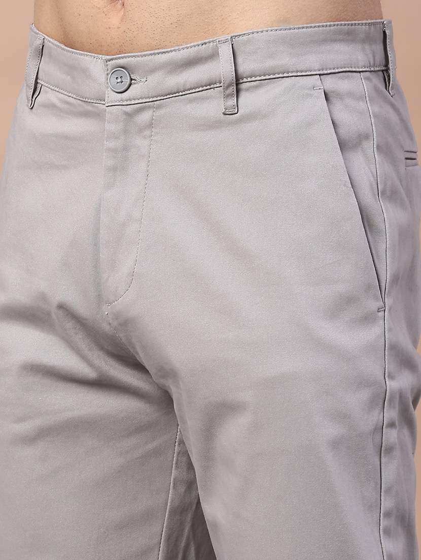 men solid mid rise flat front casual trouser - 21979584 -  Standard Image - 2
