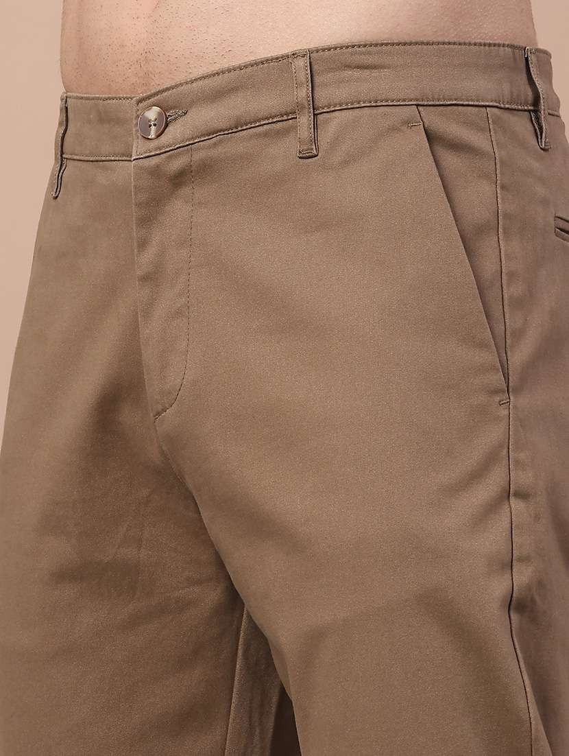 men solid mid rise flat front casual trouser - 21979586 -  Standard Image - 2