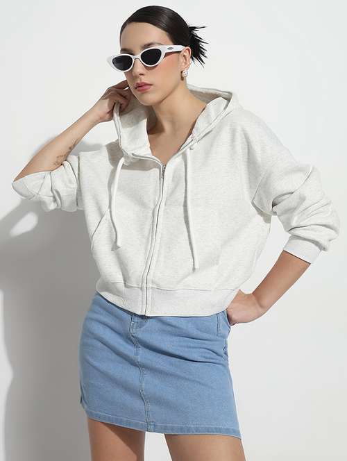 women solid long sleeve hooded sweatshirt - 21979721 -  Standard Image - 0