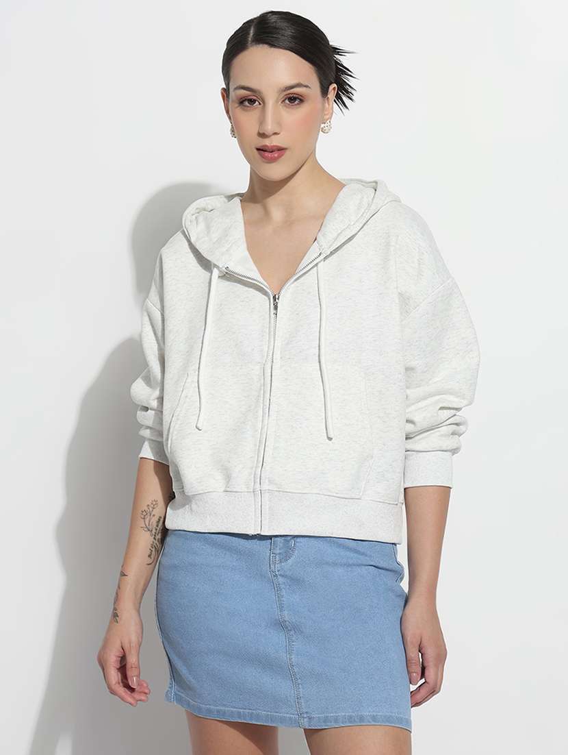 women solid long sleeve hooded sweatshirt - 21979721 - Standard Image - 2