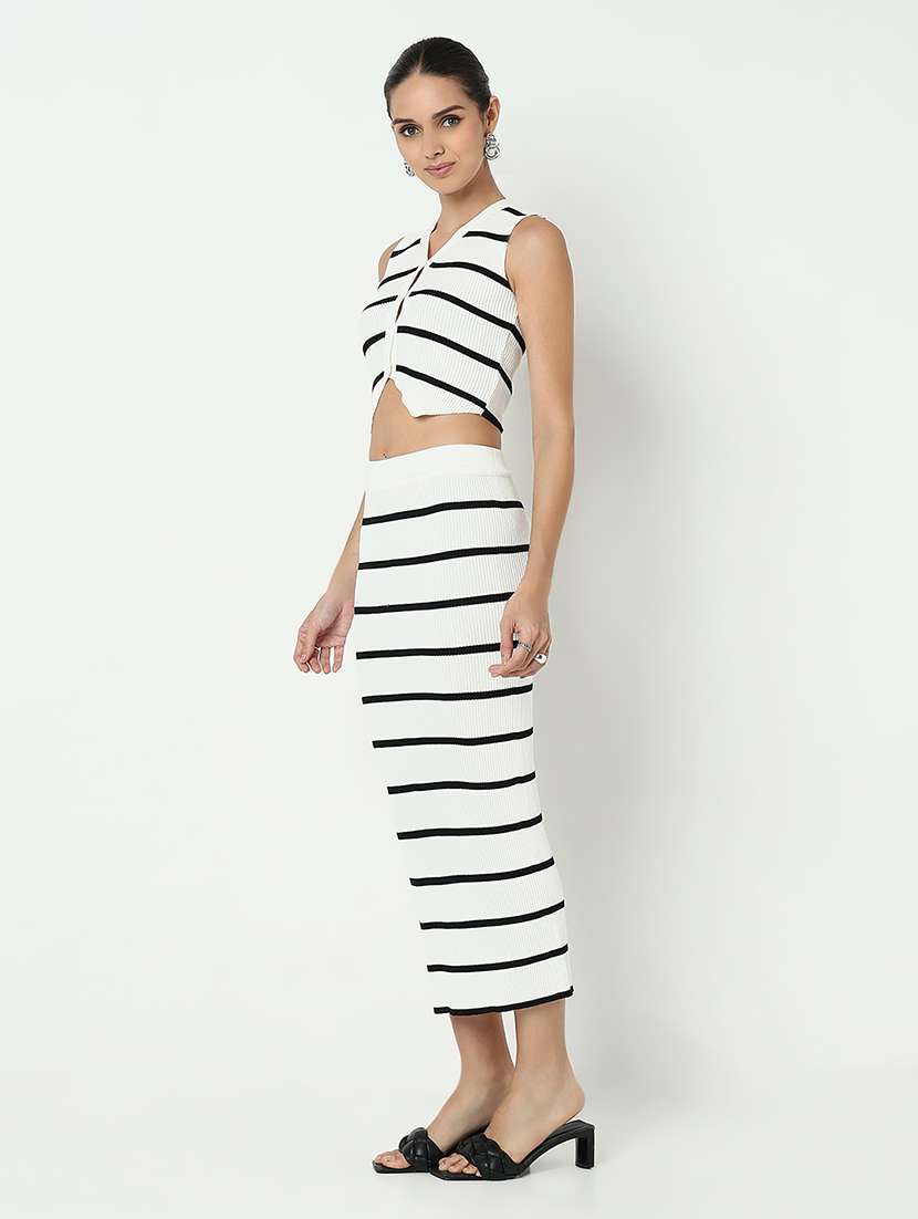 women striped crop top and skirt co-ord set - 21979726 -  Standard Image - 2
