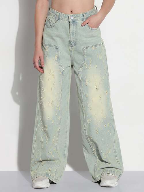 women distressed high rise baggy jeans - 21979730 -  Standard Image - 0