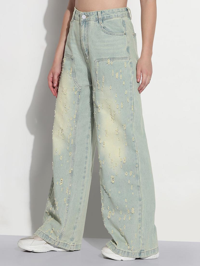 women distressed high rise baggy jeans - 21979730 - Standard Image - 2