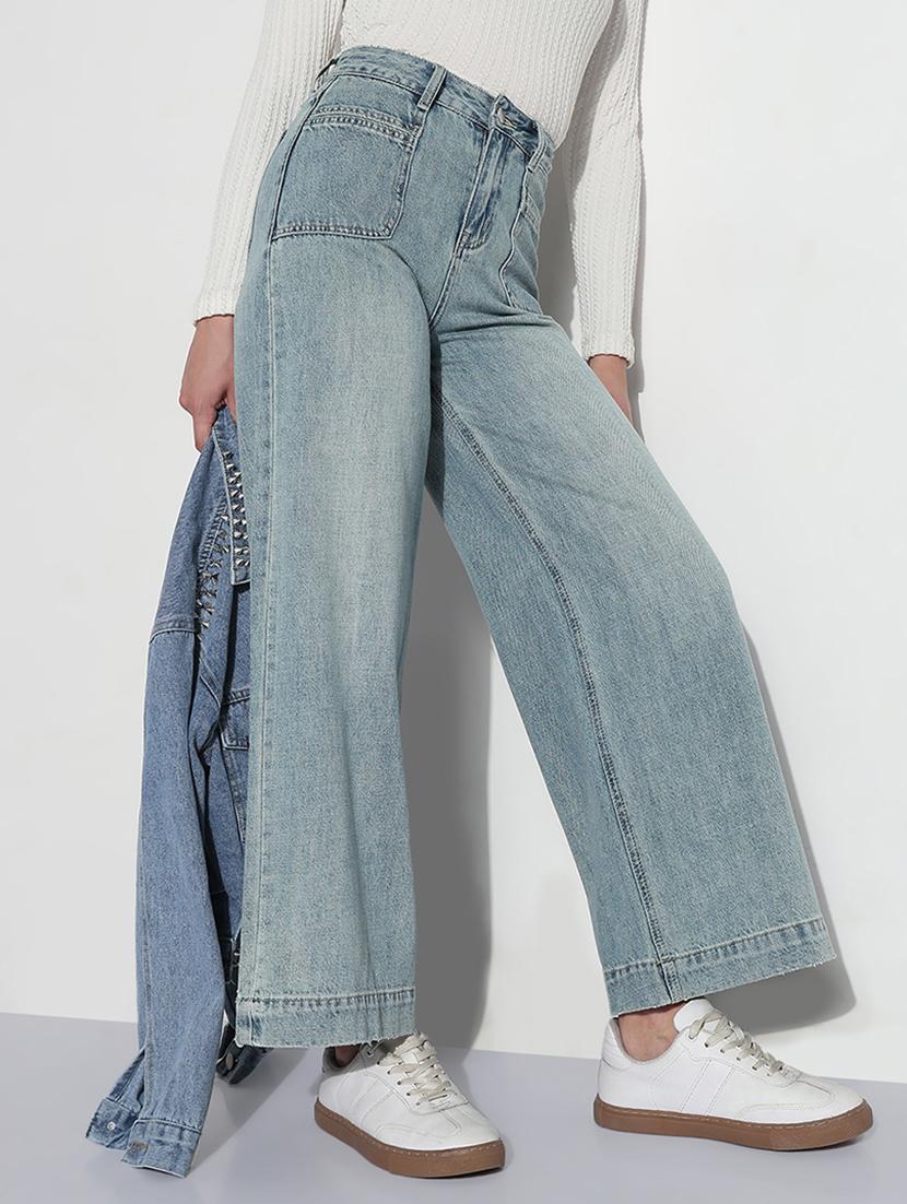 women solid high rise wide leg jean - 21979731 -  Zoom Image - 0