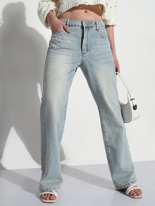 women solid high rise straight fit jean - 21979733 -  Standard Image - 0