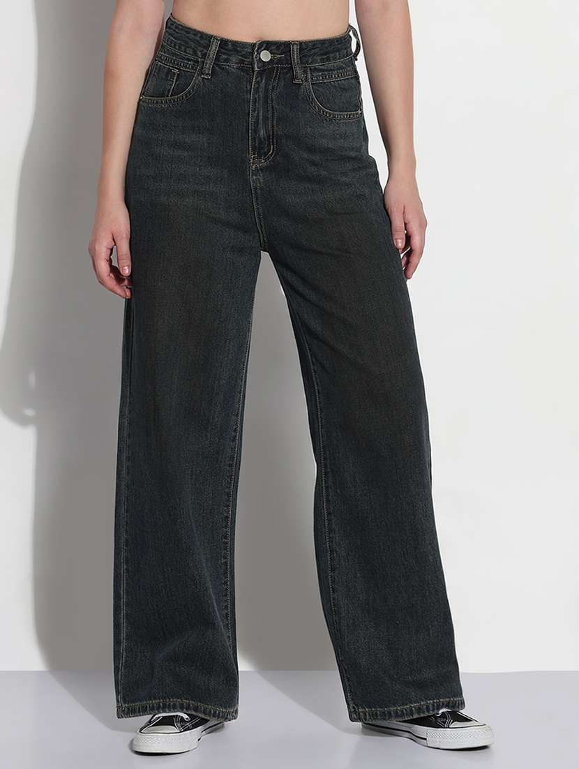 women solid high rise wide leg jean - 21979738 -  Zoom Image - 0